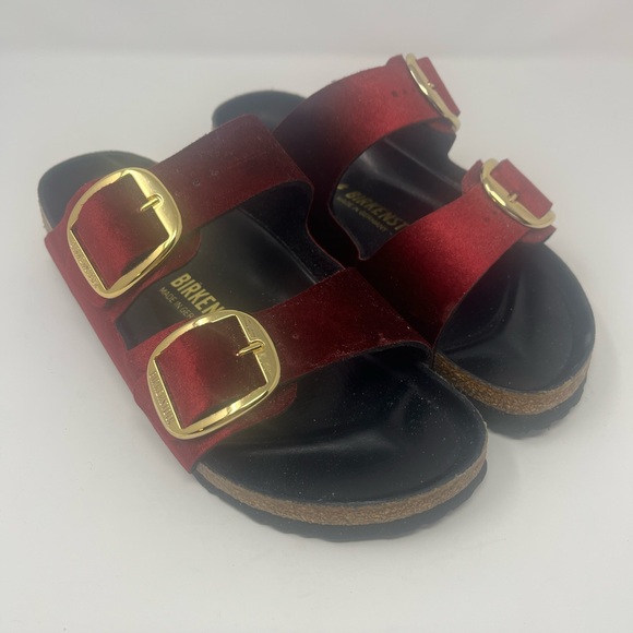 Birkenstock Shoes - BIRKENSTOCK Arizona Big Buckle Women's Velvet Sandals Red Sz 40 / US 9 NEW